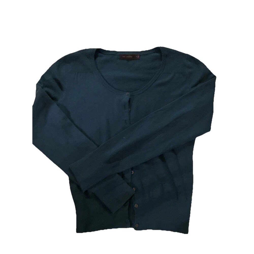 The Limited Teal Blue Scoop Neck Cardigan Medium